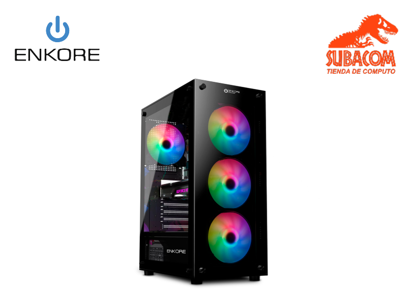 CASE GAMER ENKORE FALCON ENK 5000, 4 FAN ARGB, COLOR NEGRO