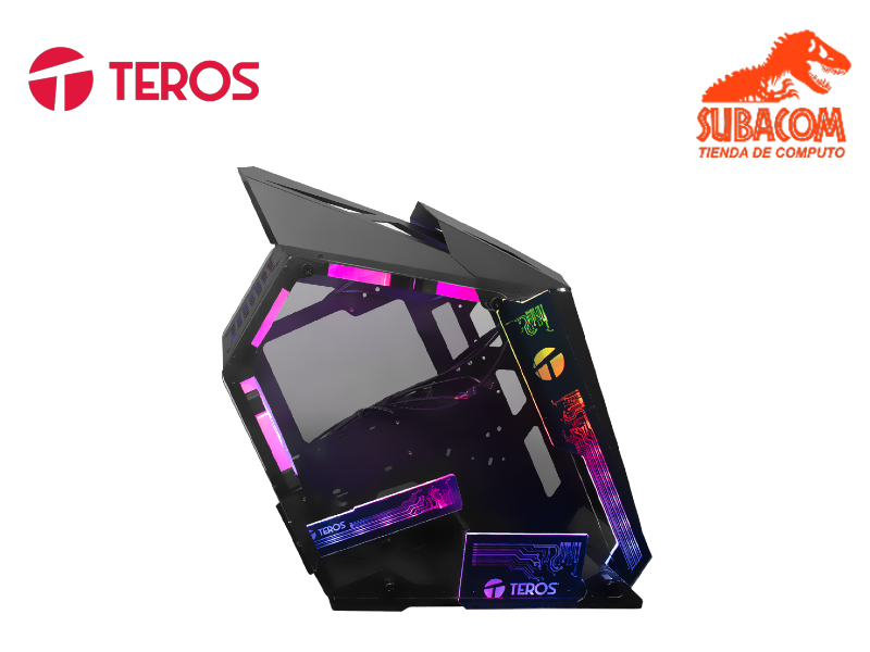 CASE GAMER TEROS TE-1314G, VIDRIO TEMPLADO, 4 FAN ARGB, mATX, COLOR NEGRO 1
