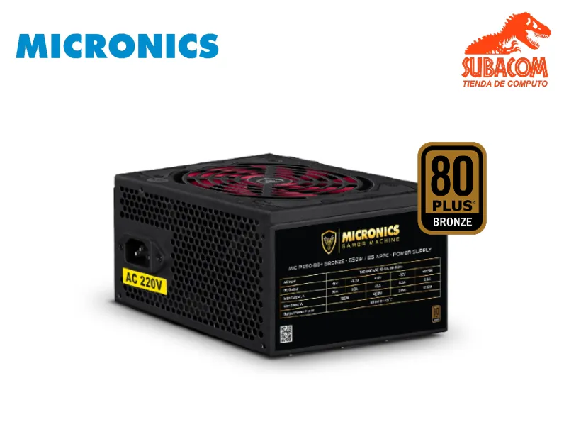 FUENTE DE PODER MICRONICS P650-80, 650W 80 PLUS BRONZE ATX