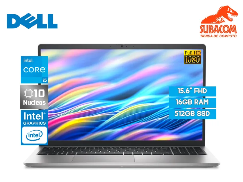 LAPTOP DELL 15 DC15250, I5-1334U, RAM 16GB, SSD 512GB, PANT. 15.6" FULL HD, 3 CELDAS, FREEDOS, COLOR PLATEADO