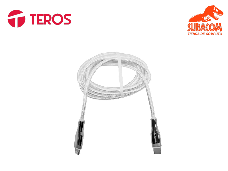 CABLE TEROS TE-70212W, USB-C - LIGHTNING, 2 METROS, IPHONE IPAD IPOD, 480MB/S