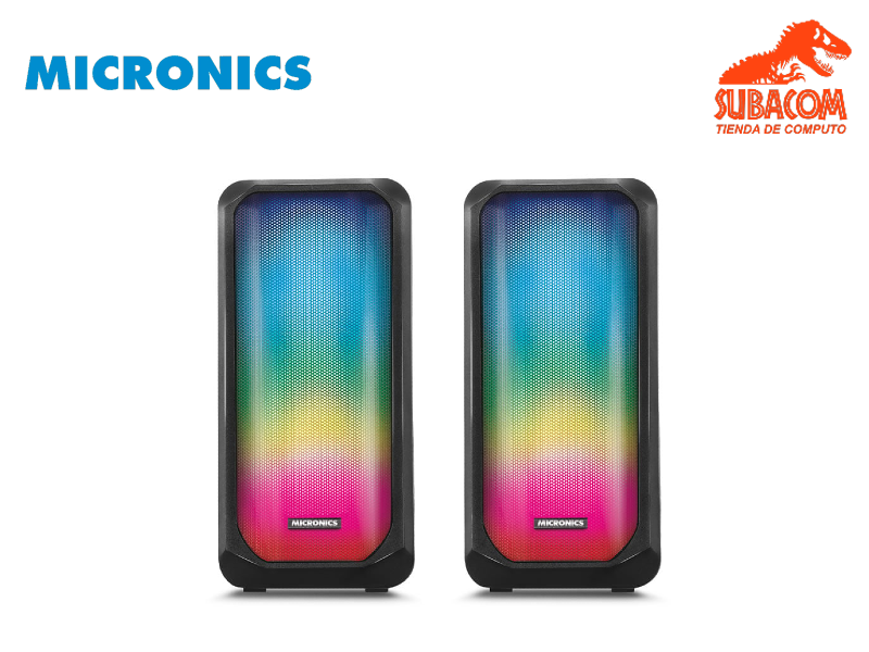 PARLANTES GAMER 2.0 MICRONICS LUXOR+ S305u-LUXOR+, LED RGB, USB, NEGRO