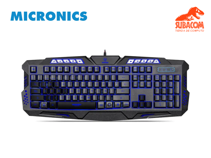 TECLADO GAMER MICRONICS LUMIERE MIC K701T, 100%, MULTIMEDIA, LED, COLOR NEGRO