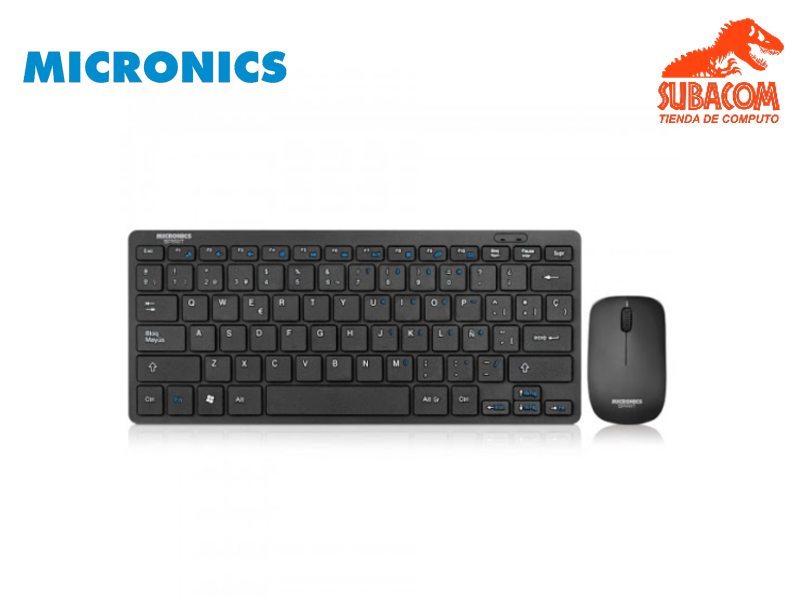 COMBO 2 EN 1 MICRONICS SPIRIT 3 MIC WT800 3M, TECLADO Y MOUSE 3 MODOS, WIFI, BLUETOOTH, RECARGABLE, COLOR NEGRO