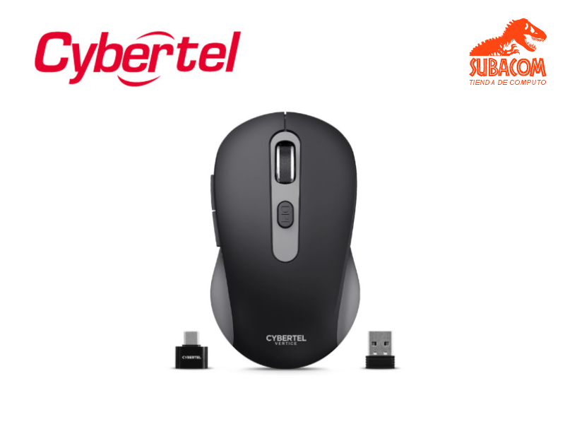 MOUSE CYBERTEL VERTICE CYB M709-3m, 3 MODOS, WIFI, BLUETOOTH, RECARGABLE, 1600DPI, COLOR NEGRO