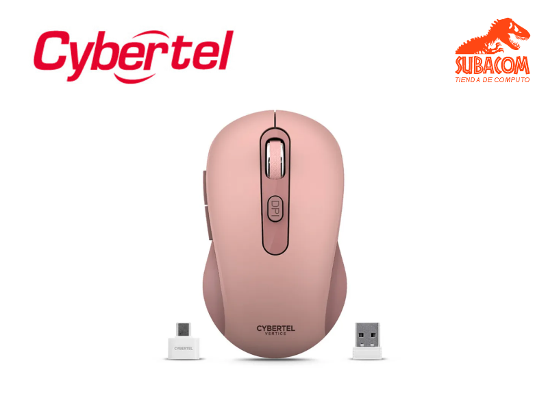 MOUSE CYBERTEL VERTICE CYB M709-3m, 3 MODOS, WIFI, BLUETOOTH, RECARGABLE, 1600DPI, COLOR ROSADO