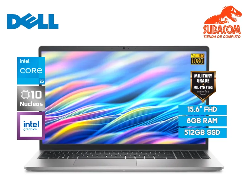DELL 15, CORE I5-1334U, RAM 8GB DDR4, SSD 512GB, PANT. 15.6" FHD, 3 CELDAS, FREEDOS, COLOR PLATEADO