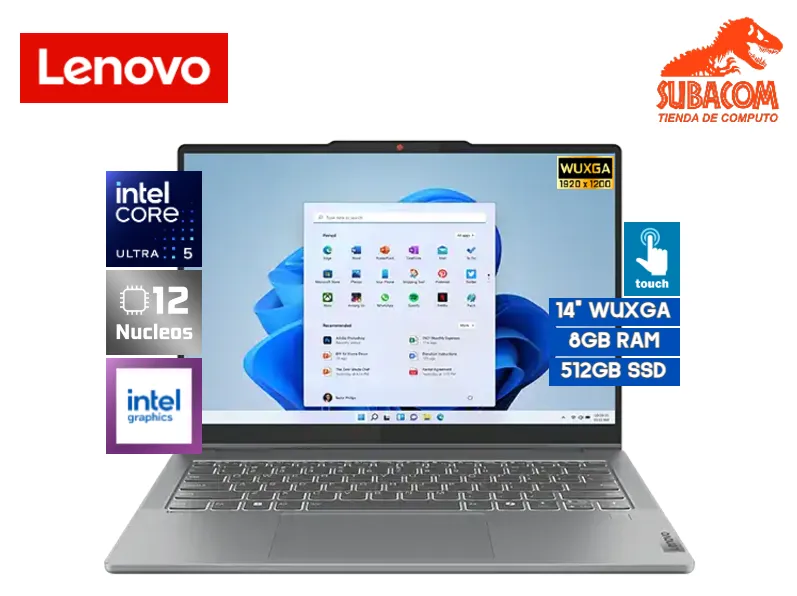 LENOVO IDEAPAD 5 2EN1 14IAL10, INTEL CORE ULTRA 5 225U, RAM 8GB DDR5, SSD 512GB, INTEL GRAPHICS, PANT. 14" WUXGA TACTIL, 3 CELDAS, WINDOWS 11 HOME, COLOR LUNA GREY