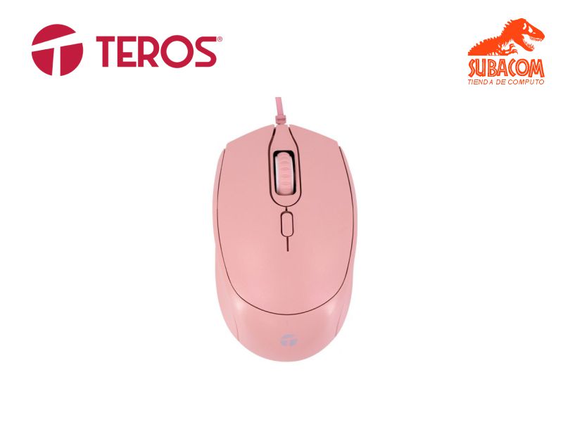 MOUSE OPTICO TEROS TE-1226S, 1600 DPI, USB, COLOR ROSA