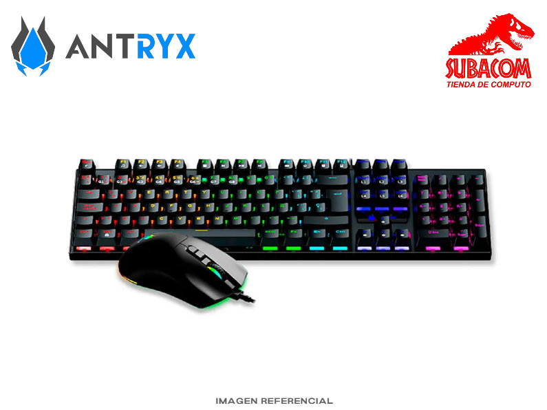 KIT GAMER ANTRYX GC-3100, TECLADO MECANICO + MOUSE, SWITCH RED, RGB, COLOR NEGRO