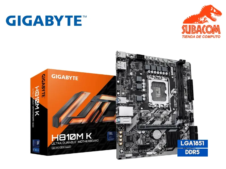 PLACA MADRE GIGABYTE ULTRA DURABLE H810M K, INTEL LGA 1851, 2 RANURAS DDR5, mATX