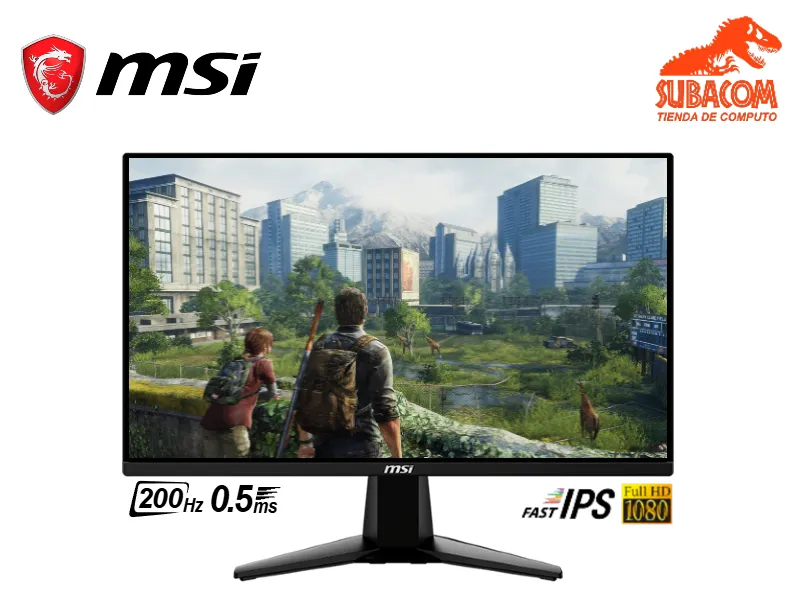 MONITOR GAMER MSI MAG 255F E20, 24.5" FULL HD, RAPID IPS, 200HZ, 0.5MS, AMD FREESYNC PREMIUM, HDMI, DP, COLOR NEGRO