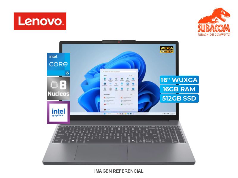 LENOVO IDEAPAD SLIM 3 16IRH10, INTEL CORE I5-13420H, RAM 16GB (2*8) DDR5, SSD 512GB, INTEL UHD GRAPHICS, PANT. 16" WUXGA IPS 60HZ, 3 CELDAS, FREEDOS, COLOR LUNA GREY