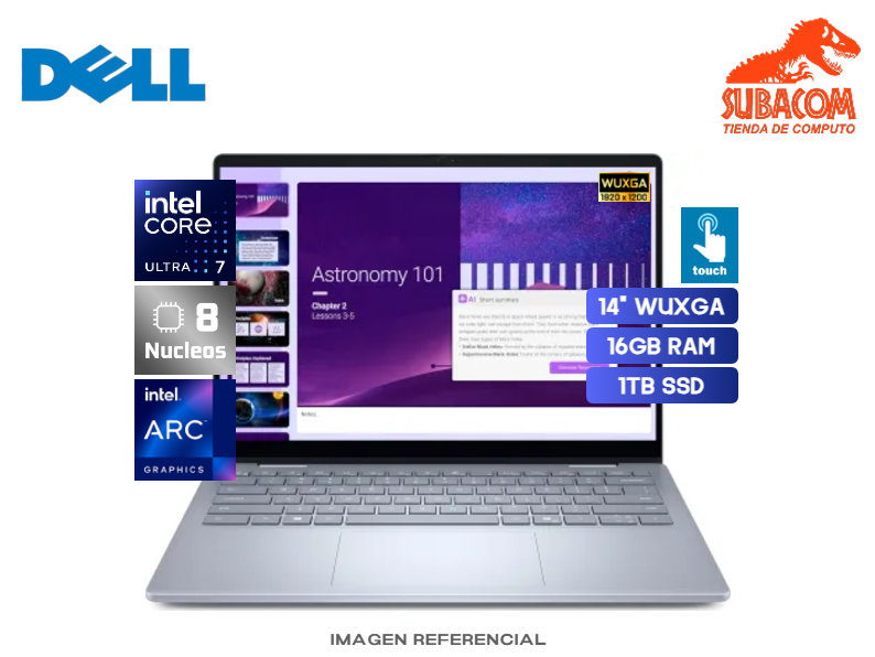 DELL 14 PLUS 2 EN 1 LDB04250-7137BLU-PUS, INTEL CORE ULTRA 7 256V, RAM 16GB DDR5, SSD 1TB, INTEL ARC GRAPHICS, PANT. 14" WUXGA IPS 60HZ TACTIL, 4 CELDAS, WINDOWS 11 HOME, COLOR ICE BLUE