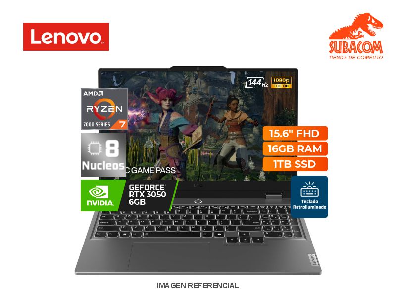LENOVO LOQ, R7-7735HS, RAM 16GB DDR5, SSD 512GB, RTX 3050 6GB, 15.6" FHD IPS 144HZ