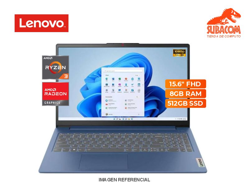 LENOVO IDEAPAD SLIM 3, R3-7320U, RAM 8GB DDR5, SSD 512GB, 15.6" FHD, ABYSS BLUE