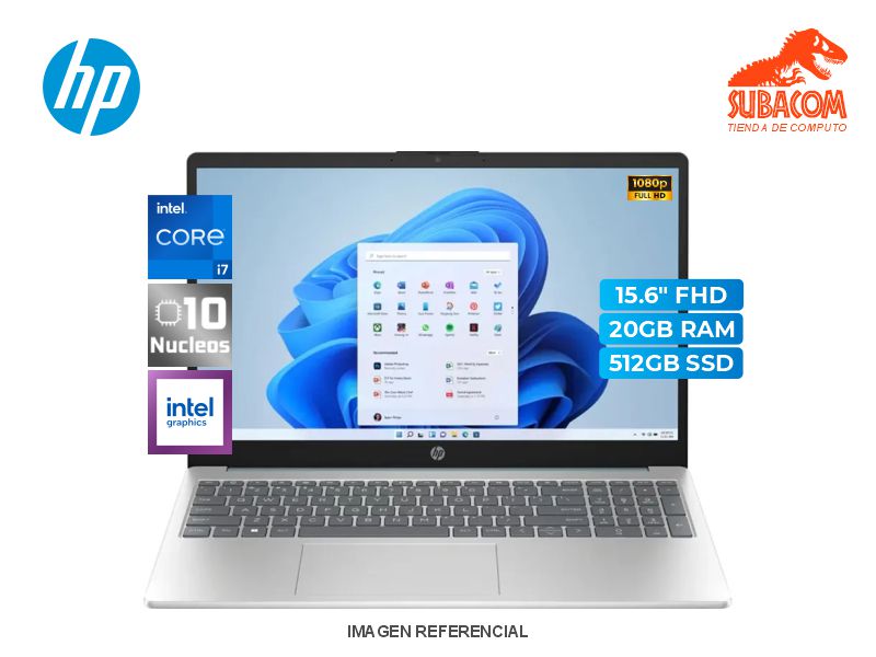 HP, INTEL CORE I7-1355U, RAM 20GB, SSD 512GB, INTEL IRIS XE GRAPHICS, PANT. 15.6" FULL HD, 3 CELDAS, FREEDOS, COLOR AZUL