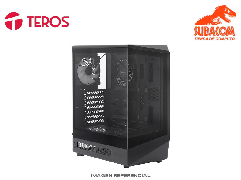 CASE, TEROS TE1321G, ATX, 3FANS RGB, VIDRIO TEMPLADO, COLOR NEGRO