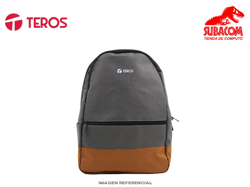 MOCHILA TEROS TE-ACS9019 PARA NOTEBOOK 15.6", COLOR GRIS + MARRON