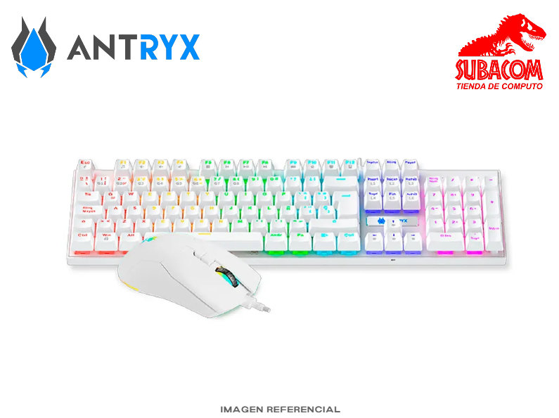 KIT GAMER ANTRYX GC-3100, TECLADO MECANICO + MOUSE, SWITCH RED, RGB, COLOR BLANCO