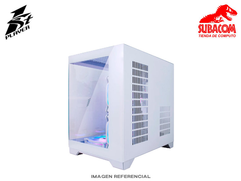 CASE GAMER 1ST PLAYER VT5, 3 FAN ARGB, VIDRIO TEMPLADO FRONTAL Y LATERAL, mATX, COLOR BLANCO 1