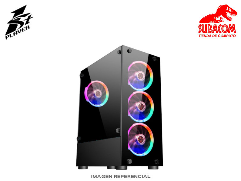 CASE GAMER 1ST PLAYER  FIRE DANCING, V2-A,  ATX, 4 FAN RGB, COLOR NEGRO