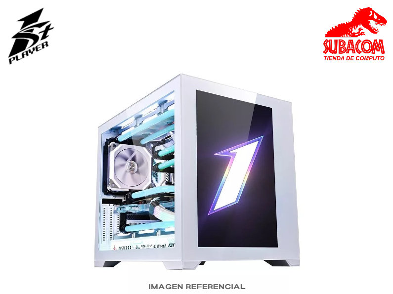 CASE GAMER 1ST PLAYER SP7-EV, VIDRIO TEMPLADO LATERAL, PANTALLA LCD FRONTAL EMOTION VIEW, 3 FAN ARGB, COLOR BLANCO