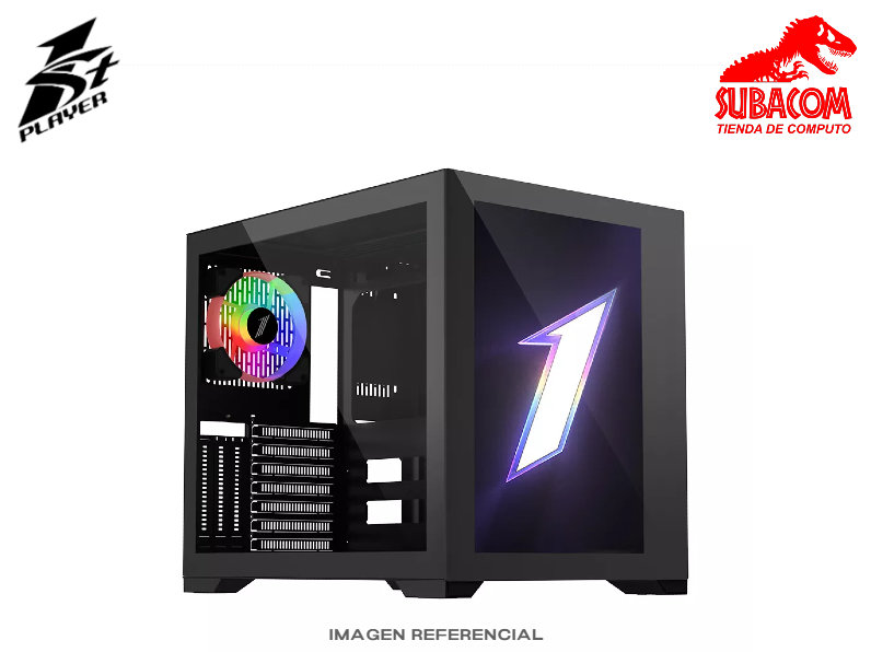 CASE GAMER 1ST PLAYER SP7-EV, VIDRIO TEMPLADO LATERAL, PANTALLA LCD FRONTAL EMOTION VIEW, 3 FAN ARGB, COLOR NEGRO