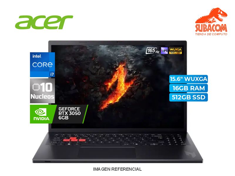 ACER NITRO LITE NL16-71G-71WR, INTEL CORE I7-13620H, RAM 16GB DDR5, SSD 512GB, NVIDIA RTX 3050 6GB, PANT. 15.6" WUXGA 165 HZ, WINDOWS 11 HOME, COLOR NEGRO