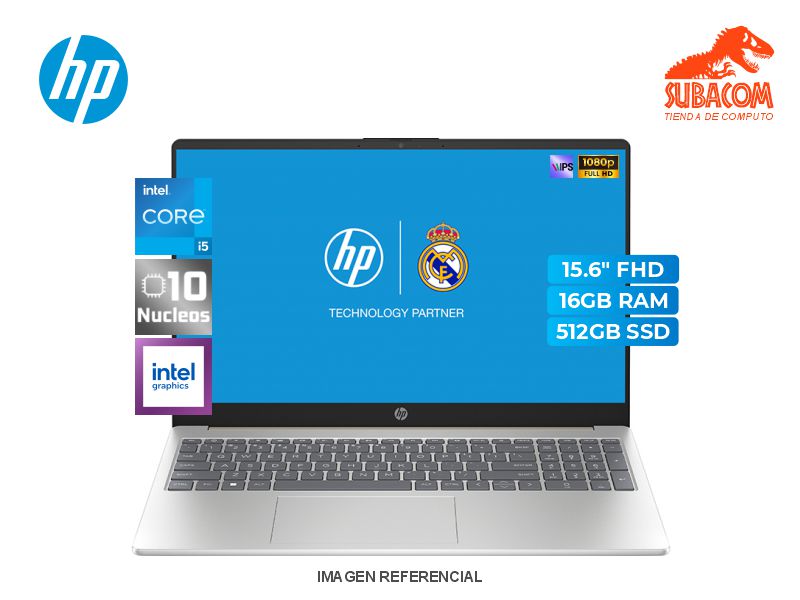 HP 15, CORE I5-1334U, RAM 16GB DDR4, SSD 512GB, PANT 15.6" FHD , 3 CELDAS, FREEDOS, COLOR TAPA DORADA