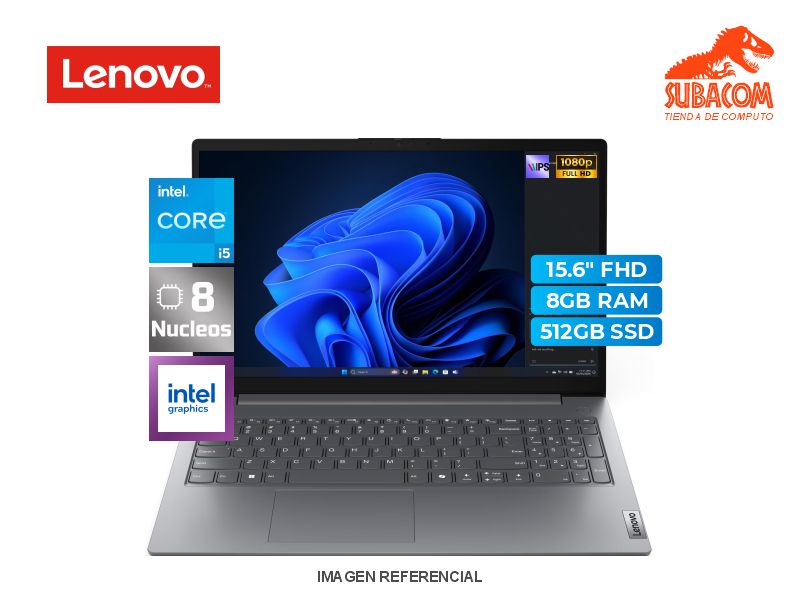 LENOVO V15 G5 IRL, I5-13420H, RAM 16GB DDR5, SSD 512GB, PANT. 15.6" FHD, 3 CELDAS, FREEDOS, LUNA GREY