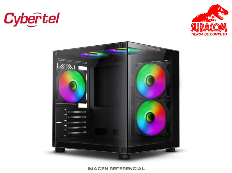 CASE GAMER CYBERTEL CLIPPER CBX 5007, 5 FAN ARGB, mATX, VIDRIO TEMPLADO, COLOR NEGRO