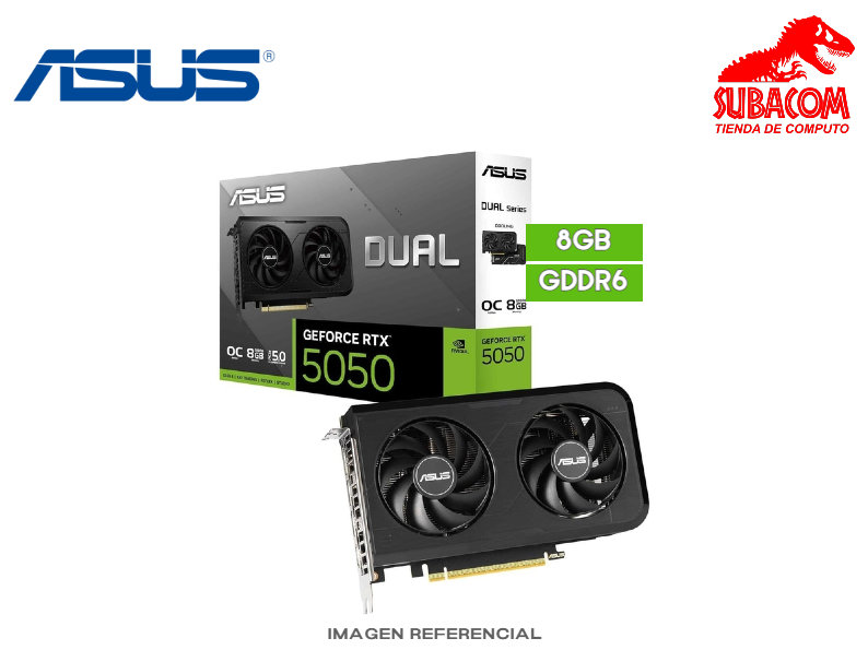 TARJETA DE VIDEO ASUS DUAL, NVIDIA RTX 5050 DE 8GB GDDR6, 2 FAN, OC EDITION, COLOR NEGRO
