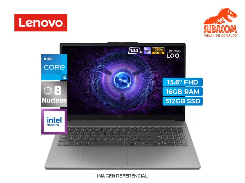 LENOVO LOQ, INTEL CORE I5-12450HX, RAM 16GB DDR5, SSD 1TB, RTX 3050 6GB, PANT. 15.6" FHD, 3 CELDAS, WIN 11 HOME, LUNA GREY
