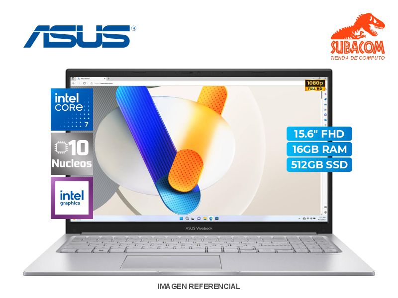 ASUS VIVOBOOK X1504VA-BQ4587W, CORE 7 150U, RAM 16GB DDR5, SSD 512GB, PANT. 15.6" FHD 60 HZ, ESPAÑOL, 3 CEL, WIN 11, COOL SILVER