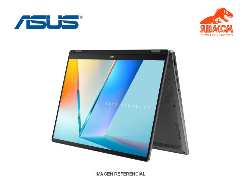 ASUS VIVOBOOK 14 FLIP, ULTRA 7 256V, RAM 16GB DDR5, SSD 1TB, PANT. 14" WUXGA OLED TACTIL, 4 CEL, WIN 11 , MATTE GRAYM 1