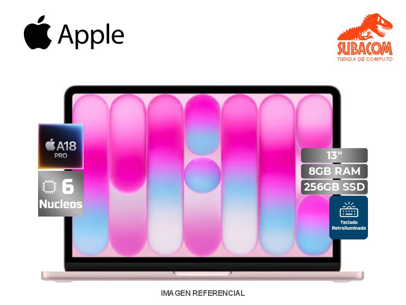 APPLE MACBOOK NEO MHFH4E/A, APPLE A18 PRO, RAM 8GB, SSD 256GB, PANT. 13" (2408x1506) LIQUID RETINA 60HZ, macOS, ESPAÑOL, COLOR BLUSH