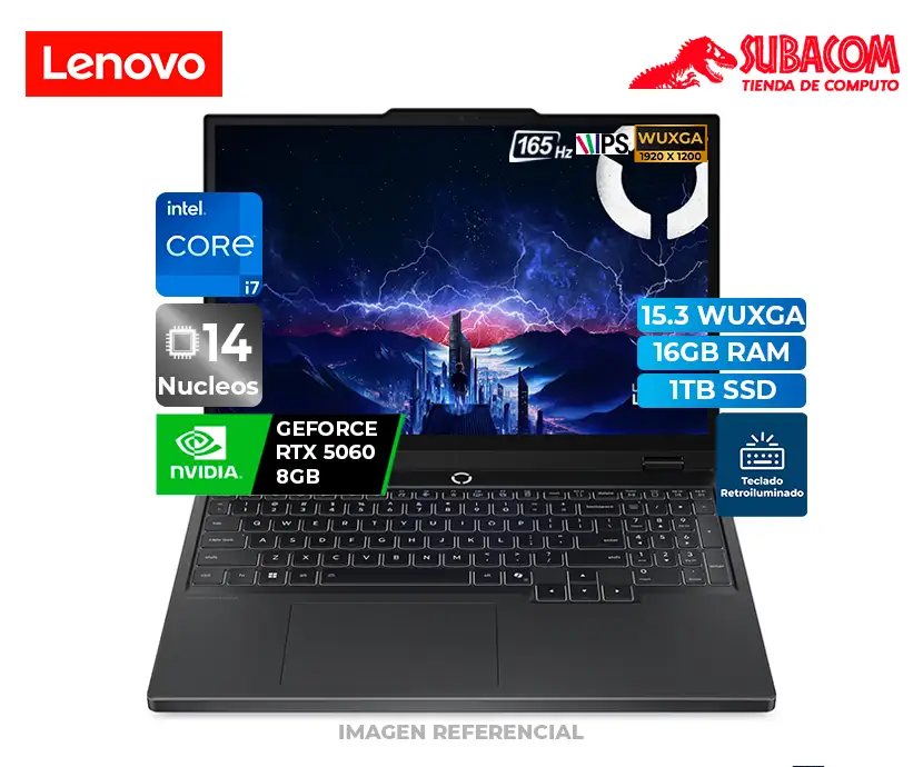 Laptop Lenovo Legion 5i, Intel Core i7-13650HX, 16GB RAM, 1TB SSD, RTX 5060 8GB, Pant. 15.3" WUXGA IPS 165Hz