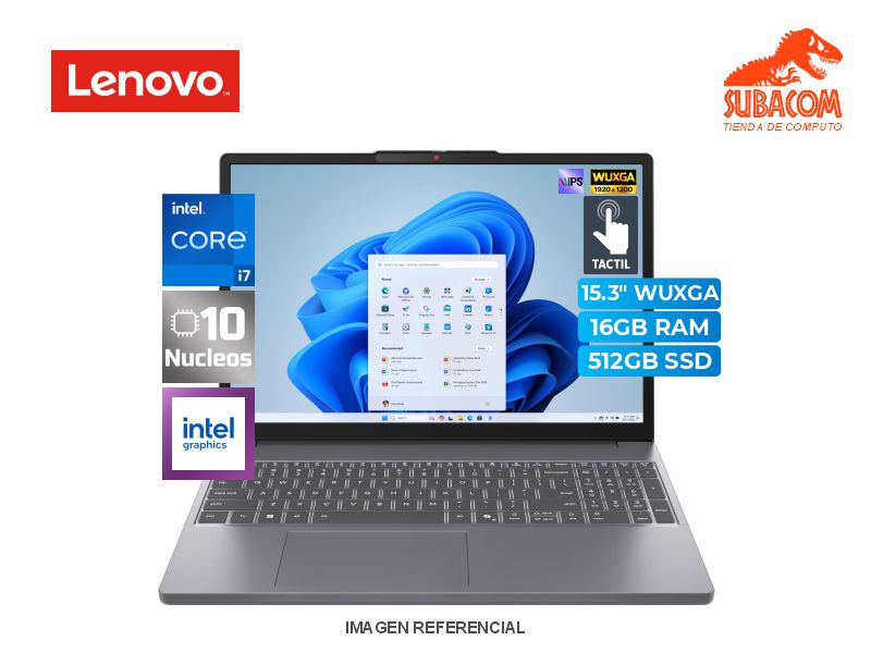 LENOVO IDEAPAD SLIM 3 15IRH10, I7-13620H, RAM 16GB DDR5, SSD 512GB, PANT. 15.3" WUXGA IPS TACTIL 60HZ, ESPAÑOL, 3 CEL, FREEDOS, LUNA GREY