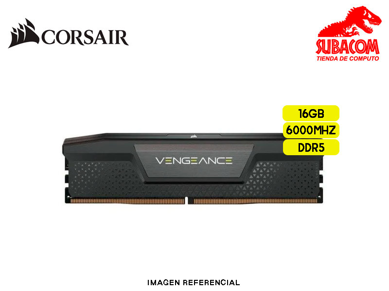 MEMORIA RAM CORSAIR VENGEANCE 16GB 6000MHZ, DDR5, CL36, COLOR NEGRO