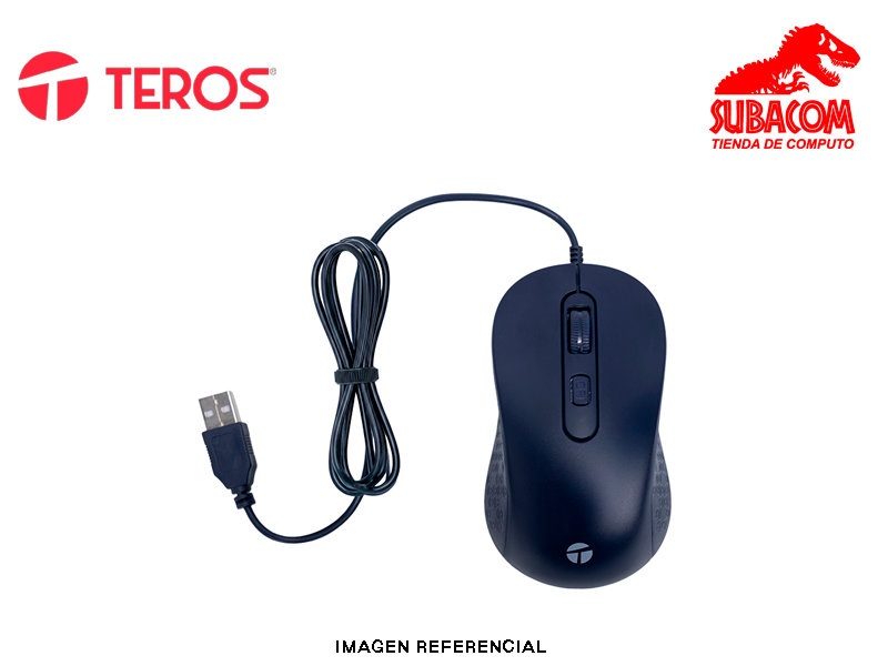 MOUSE ÓPTICO TEROS TE-1243S, 2000 DPI, USB, 4 BOTONES, AZUL