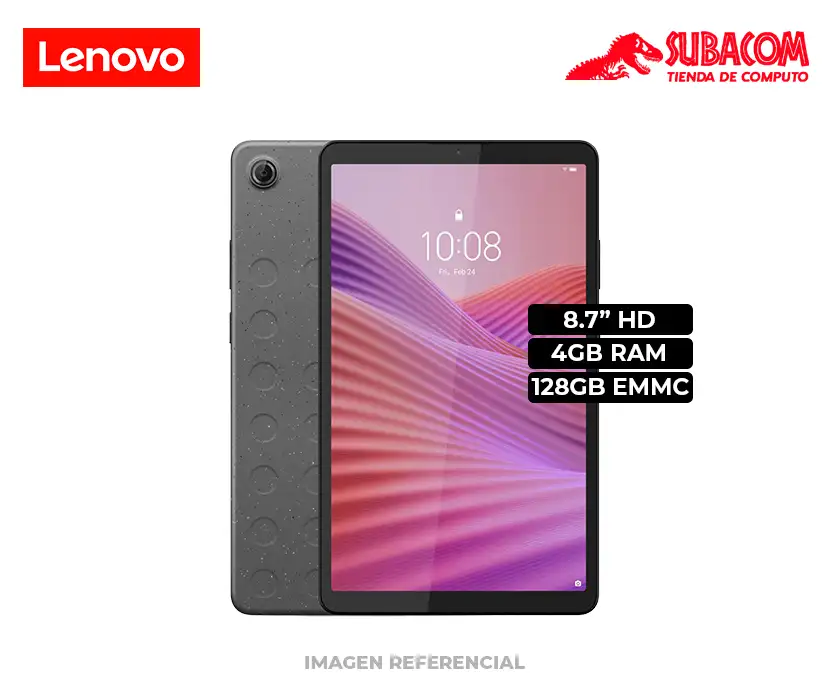 TABLET LENOVO TAB ONE + FOLIO CASE TB305FU, PROCESADOR MEDIATEK, RAM 4GB, SSD 128GB eMMC, PANT. 8.7” HD 1340x800 IPS TACTIL 480 NITS, ANDROID 14, COLOR LUNA GRAY