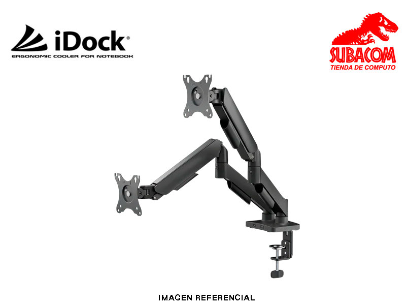 Soporte para 2 Monitores iDock AK200, 17"-32", VESA, Negro