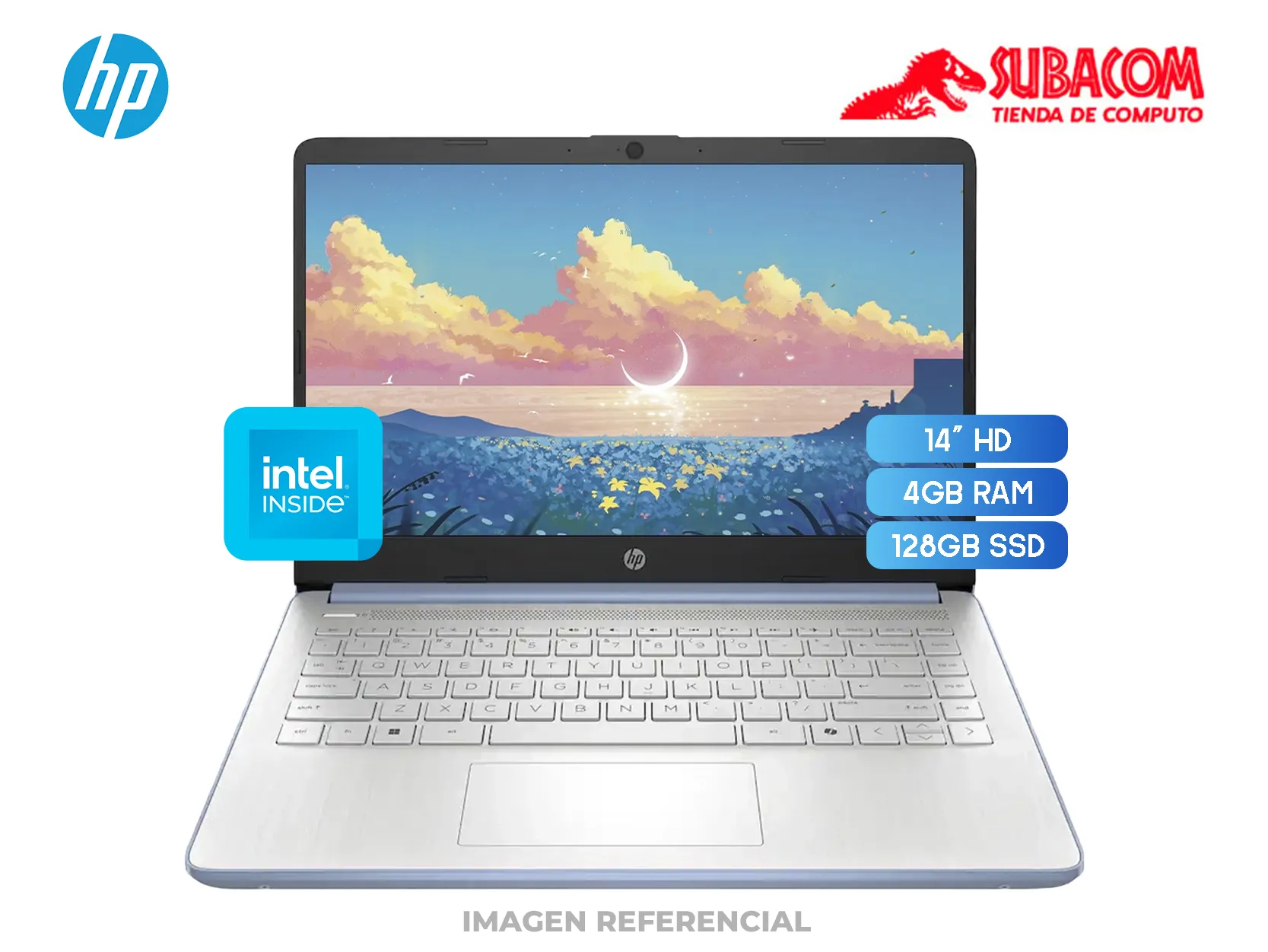 Laptop HP 14, Intel N150, 4GB RAM, 128GB SSD, Pant. 14" HD Sky Blue