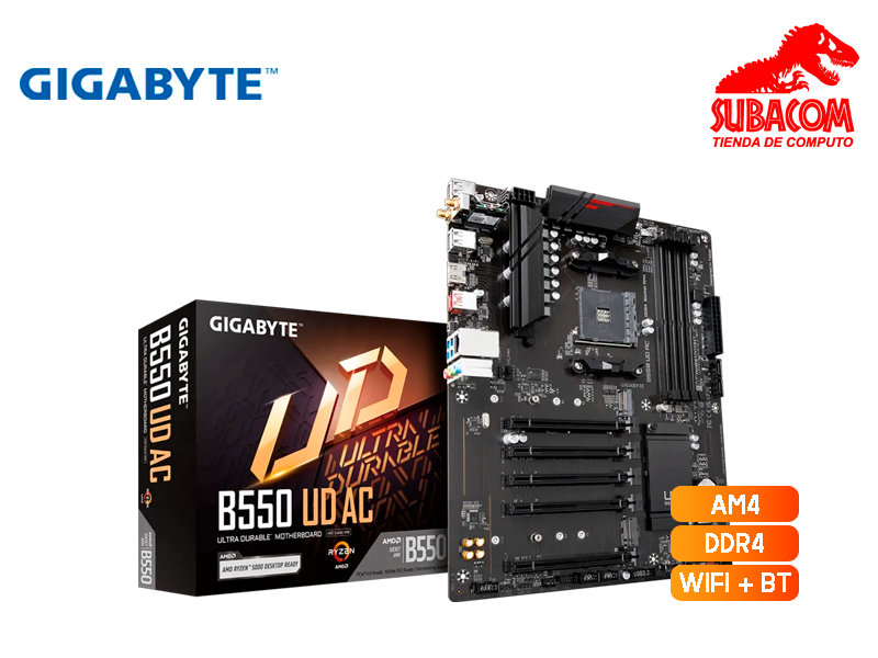 Placa Madre Gigabyte B550 UD AC, Socket AM4, ATX, DDR4, Wi-Fi