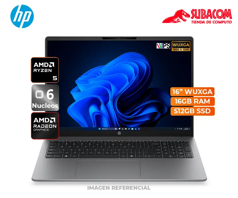 Laptop HP 200 G2a 16, AMD Ryzen 5 220, 16GB RAM, 512GB SSD, Pant. 16" WUXGA
