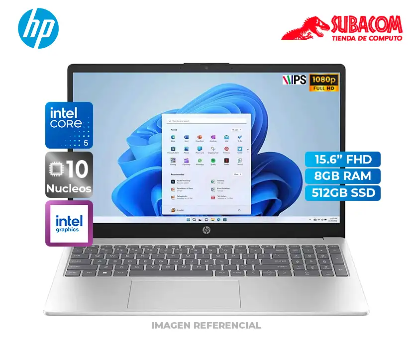 Laptop HP 15, Intel Core 5 120U, 8GB RAM, 512GB SSD, Pant. 15.6" FHD