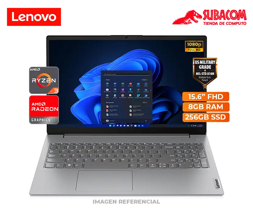 Laptop Lenovo V15 G4, AMD Ryzen 3-7320U, 8GB RAM, 256GB SSD, Pant. 15.6" FHD