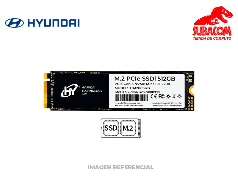 Disco Sólido SSD Hyundai 512GB, M.2 NVMe 2280, 2000MB/s