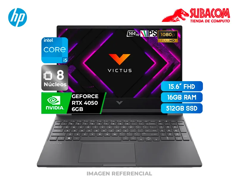 Laptop HP Victus 15, Intel Core i5-13420H, 16GB RAM, 512GB SSD, RTX 4050 6GB, Pant. 15.6" FHD IPS 144Hz